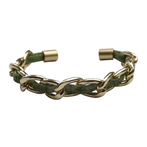 Perlon-Viscose-Armband mit Gliederkette, grün